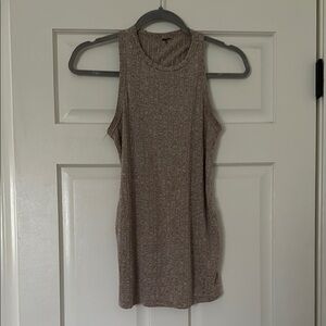 Sleeveless Ribbed Knit Maternity Tank, beige, Small